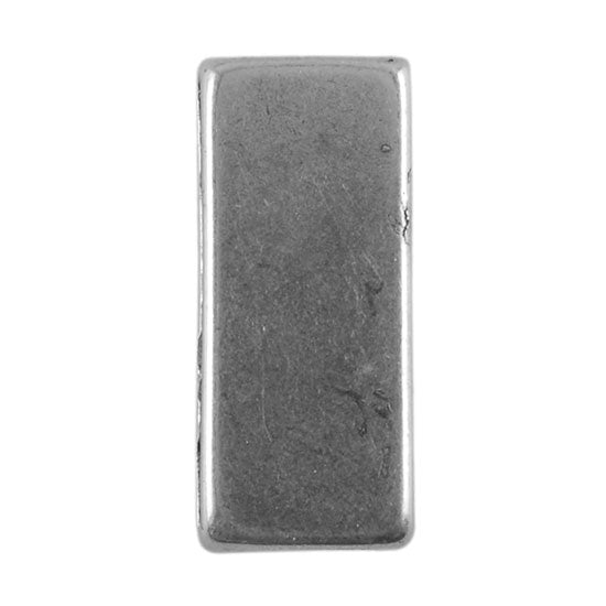 Antique Sterling Silver Plate Flat Leather Slider - Crystal Bar 20mm