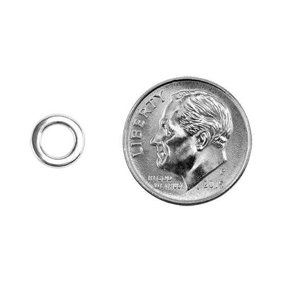 Sterling Silver 4.8mm Round Flat-Wire Closed Jump Ring with dime