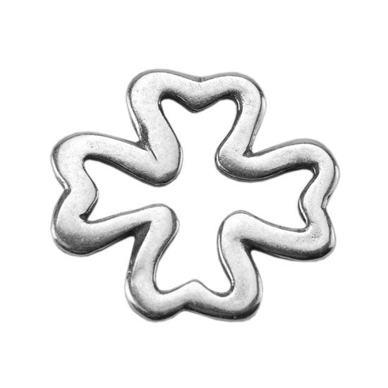 Silver Plate Jump Ring - Four Leaf Clover 12.2mm Pkg/2