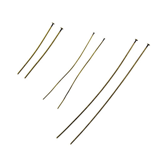 3 varieties of Antique Brass Plate Head Pins