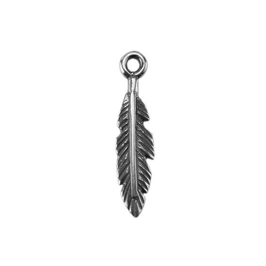 Silver Plate Charm - Feather Small Pkg/1