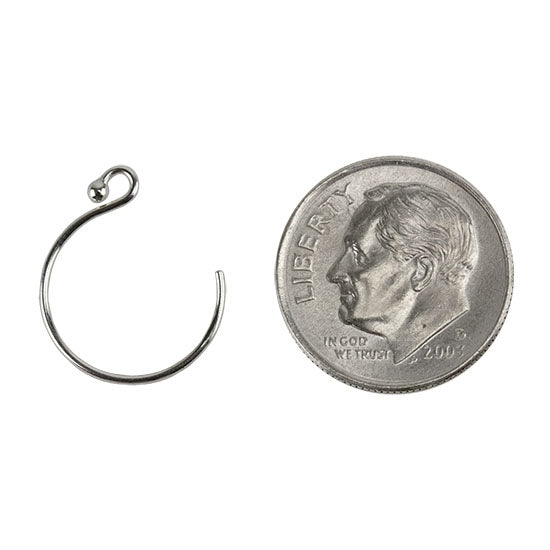 Sterling Silver Earwires - Semi Circle 14mm w/1.5mm Bead - Pkg/4 with dime