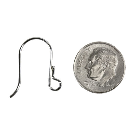 Sterling Silver Earwires - 21mm w/1.5mm Bead - Pkg/4