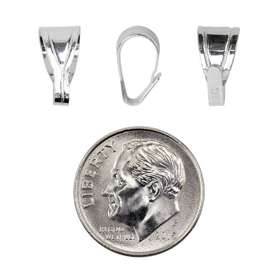 Sterling Silver Bail - 6mm x 11.25mm - Pkg/2 with dime