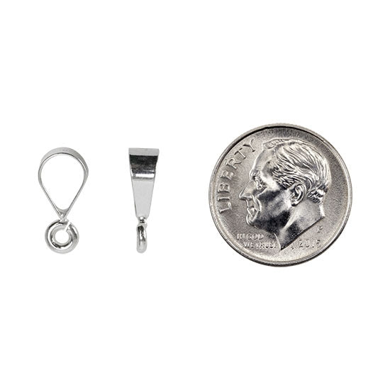 Sterling Silver Bail - 4mm x 8mm - Pkg/2 with dime