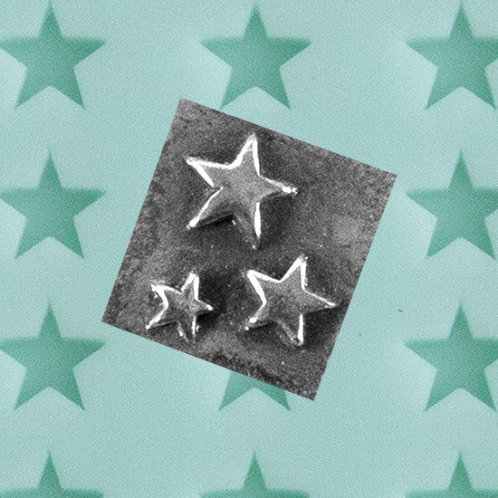 Finishing Touches Mold - Star Flat with silver sample - Cool Tools Finishing Touches are silicone molds specially designed to create precise and repeatable shapes and adornments for metal clay and polymer clay. Each mold is perfectly calibrated for jewelry and jewelry components.