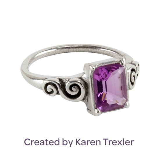 Finishing Touches Mold - Spiral silver ring with purple cz by Karen Trexler