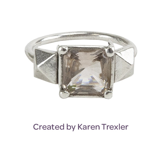 Finishing Touches Mold - Diamond Facet silver ring with cz by Karen Trexler