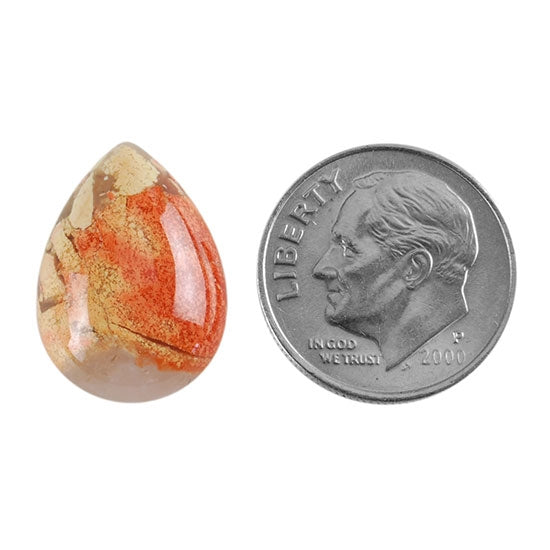 Brecciated Jasper Gemstone - Cabochon Pear 13mm x 18mm with dime