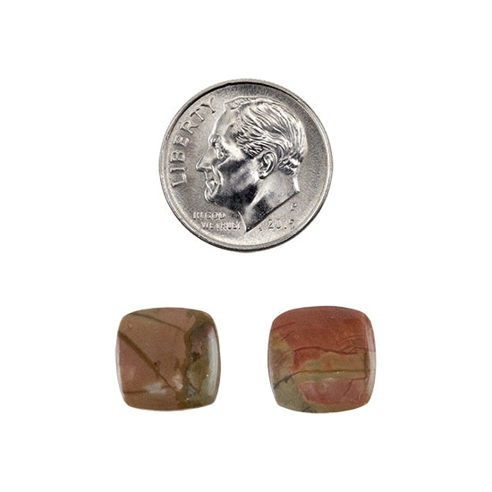 Red Creek Jasper - Cabochon Cushion 11mm - Matched Pair