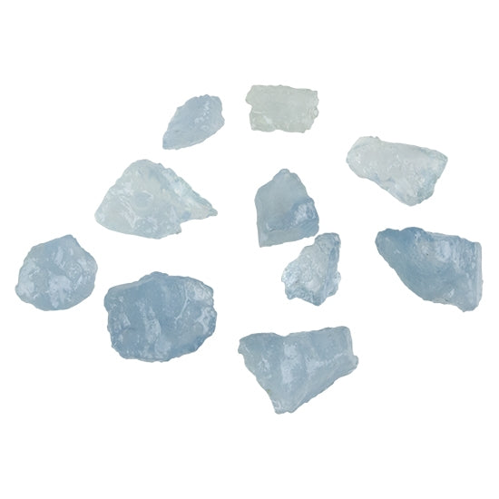 Natural Aquamarine Rough Raw Gemstone, No Hole/Undrilled Nuggets - Pkg/10