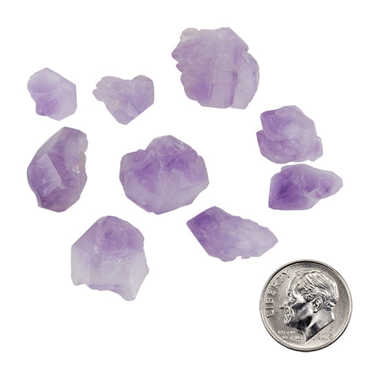 Natural Amethyst Rough Raw Gemstone Nuggets - No Hole/Undrilled  - Pkg/50g with dime