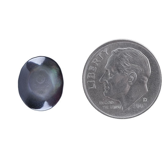 Black Lip Shell Gemstone - Cabochon Oval 10mm X 12mmwith dime