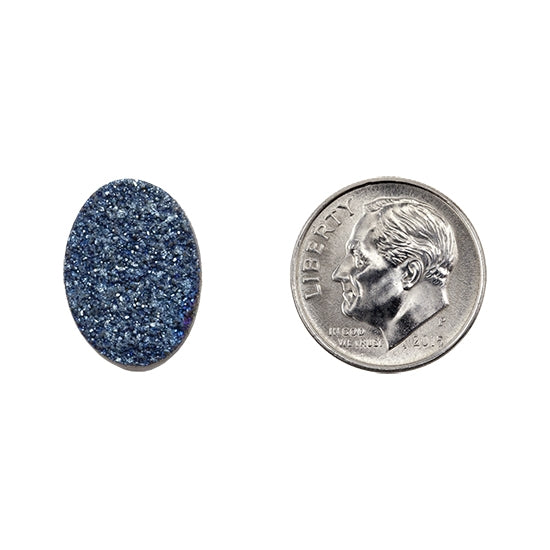 Brazilian Blue Druzy Gemstone Cabochon - Oval - Pkg/1