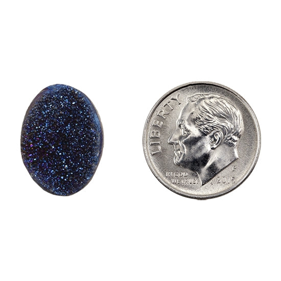 Brazilian Blue Druzy Gemstone Cabochon - Oval - Pkg/1