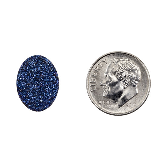 Brazilian Blue Druzy Gemstone Cabochon - Oval - Pkg/1