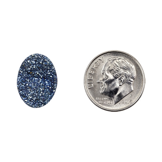 Brazilian Blue Druzy Gemstone Cabochon - Oval - Pkg/1