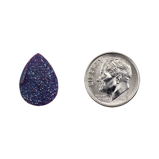 Brazilian Blue Druzy Gemstone Cabochon - Teardrop - Pkg/1