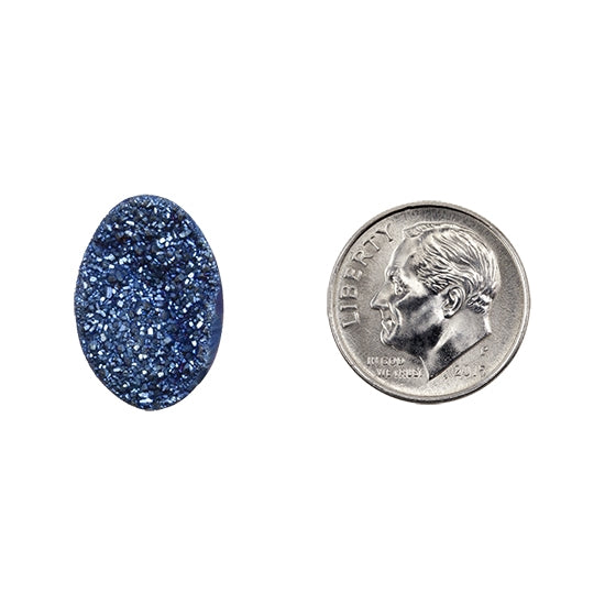 Brazilian Blue Druzy Gemstone Cabochon - Oval - Pkg/1