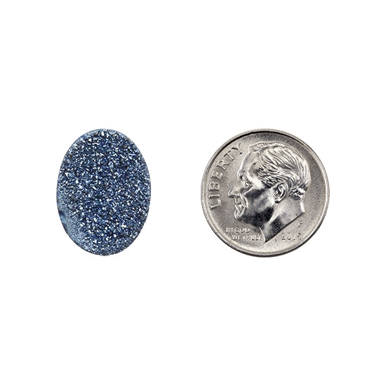 Brazilian Blue Druzy Gemstone Cabochon - Oval - Pkg/1