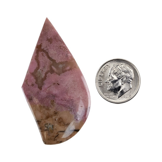 Rhodonite Gemstone - Freeform Cabochon 28mm x 52mm - Pkg/1