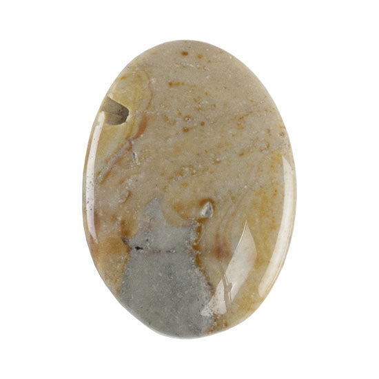 Polychrome Jasper Gemstone - Defective Stone - Oval Pendant 18mm x 25mm