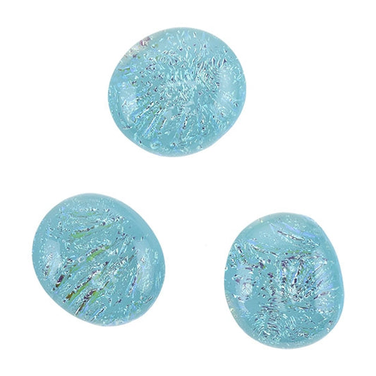 3 Dichroic Cabochons - Aqua Opal - Round