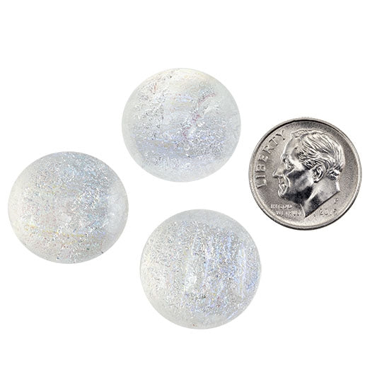 3 Dichroic Cabochons - Clear Opal - Round with dime