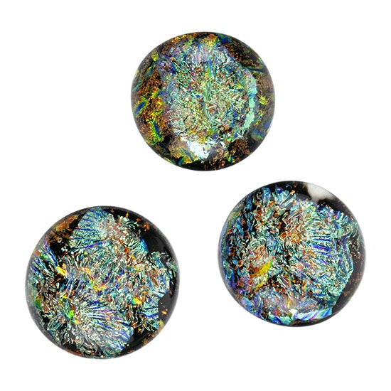 3 Dichroic Cabochons - Fireworks - Round