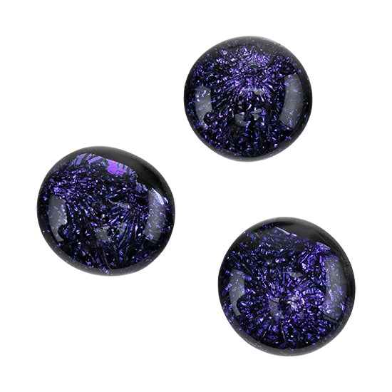 3 Dichroic Cabochons - Purple - Round