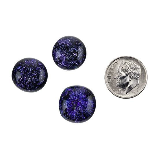 3 Dichroic Cabochons - Purple - Round with dime