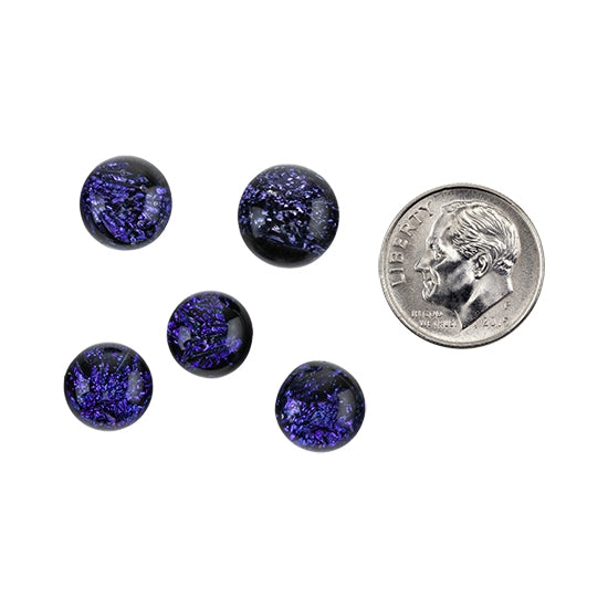 5 Dichroic Cabochons - Purple - Round with dime