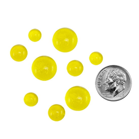 Colored Glass Cabochon - Yellow - Round in various sizes with dime