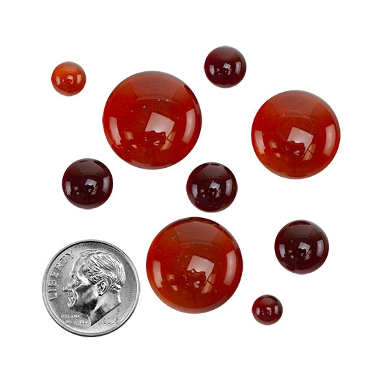 Colored Glass Cabochon - Coral Sunset - Round in various sizes with dime