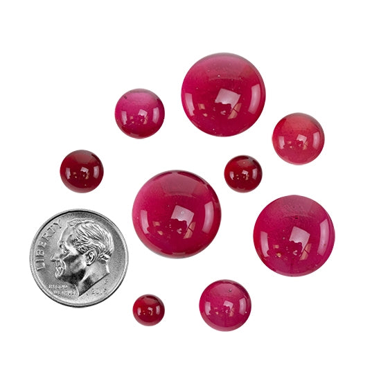 Colored Glass Cabochon - Red - Round in various sizes with dime