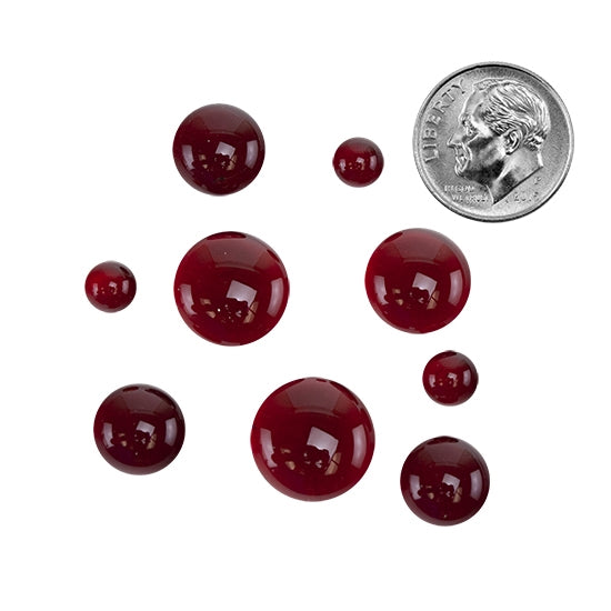 Colored Glass Cabochon - Dark Red - Round in various sizes with dime