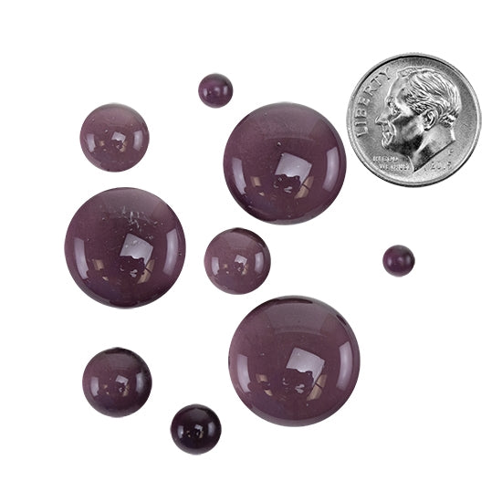 Colored Glass Cabochon - Violet - Round in various sizes with dime