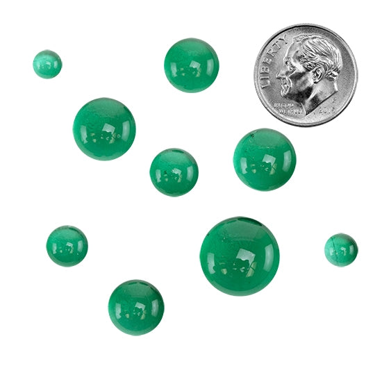 Colored Glass Cabochon - Emerald Green - Round in various sizes with dime