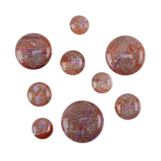 various sizes of Dichroic Cabochons - Coral Confetti - Round