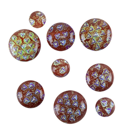 various sizes of Dichroic Cabochons - Coral Geometrics - Round