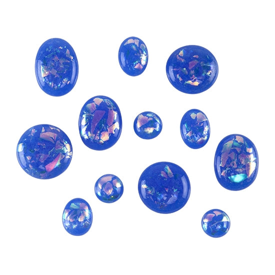 various sizes of Dichroic Cabochons - Egyptian Blue Opalescent