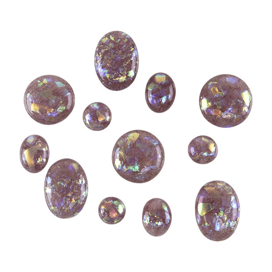 various sizes and shapes of Dichroic Cabochons - Light Plum Transparent