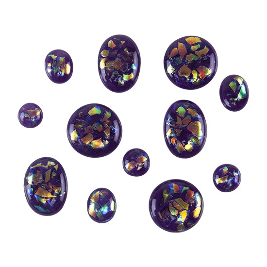 various sizes and shapes of Dichroic Cabochons - Purple Opalescent