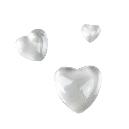 Clear Glass Cabochon - Heart in 3 sizes