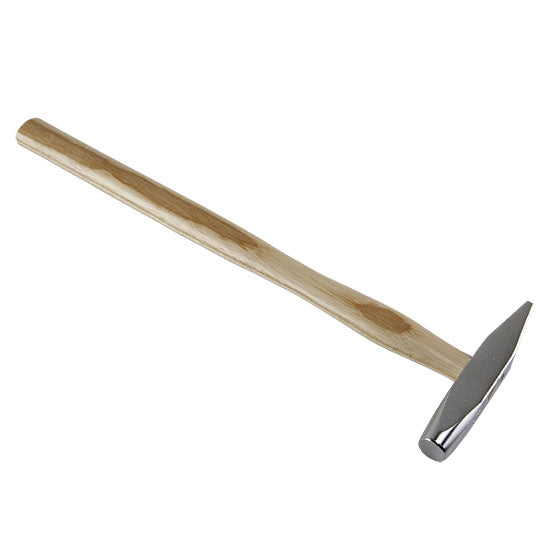 Hammer - Riveting 3/8" face. Riveting hammer has one end is flat for general purpose and the other is chisel-shaped for spreading rivet heads. Round 3/8″ face has a head length of 3″ and weighs 2.5 oz. Handles are seasoned ash.