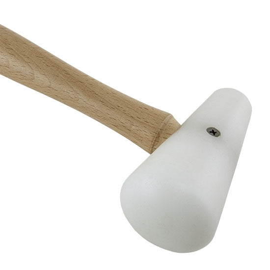 Hammer - Nylon Domed with wood handle. Use for metal forming. Use with a wood stump or with forming blocks to dome or shape metal.