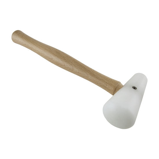 Hammer - Nylon Domed with wood handle. Use for metal forming. Use with a wood stump or with forming blocks to dome or shape metal.