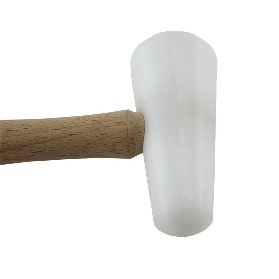 Hammer - Nylon Domed with wood handle. Use for metal forming. Use with a wood stump or with forming blocks to dome or shape metal.