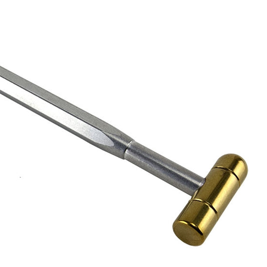 This 2 oz utility hammer features a superb quality solid brass head threaded onto an anodized aluminum handle