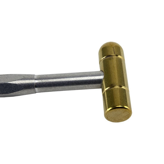 This 2 oz utility hammer features a superb quality solid brass head threaded onto an anodized aluminum handle